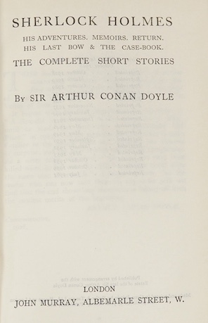 Conan Doyle, Arthur - Works; Sherlock Holmes Long Stories; Sherlock Holmes Short Stories; Historical Romances (2) & Stories, publ. John Murray, full green calf with tooled gilt spines by Bayntun (5 vols)